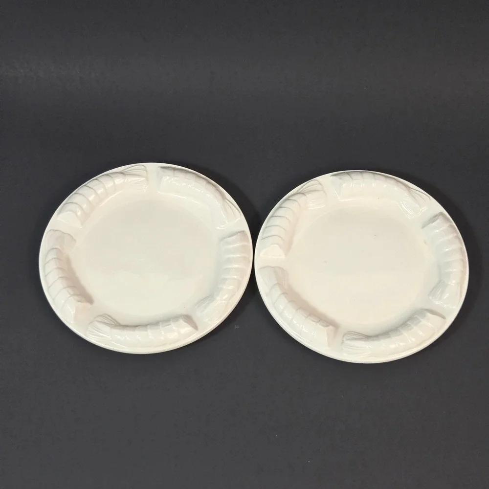 Vintage 1984 Shafford Japan Shrimp Cocktail Plates White Ceramic Set of 2 6.25in